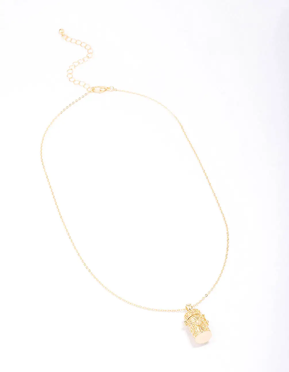 Gold Plated Barrel Pendant Necklace