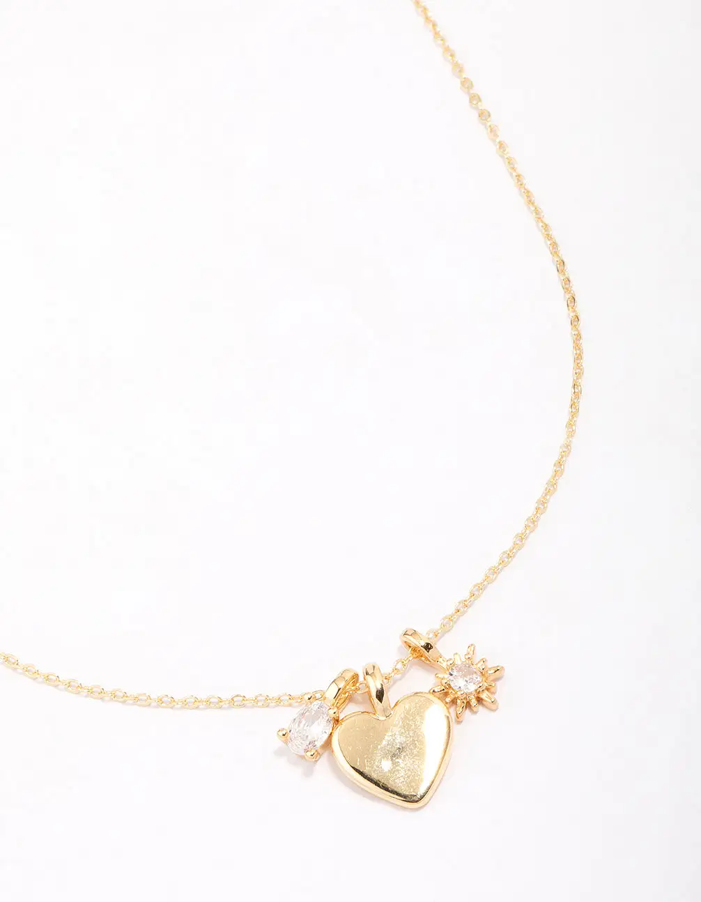 Gold Plated Heart Cubic Zirconia Pendant Necklace