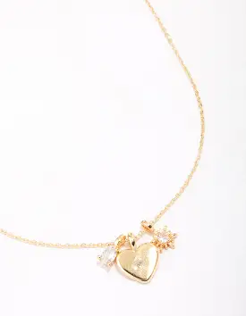 Gold Plated Heart Cubic Zirconia Pendant Necklace