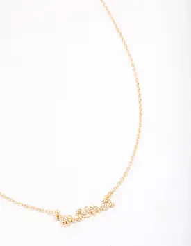 Gold Plated Mama Cubic Zirconia Pendant Necklace