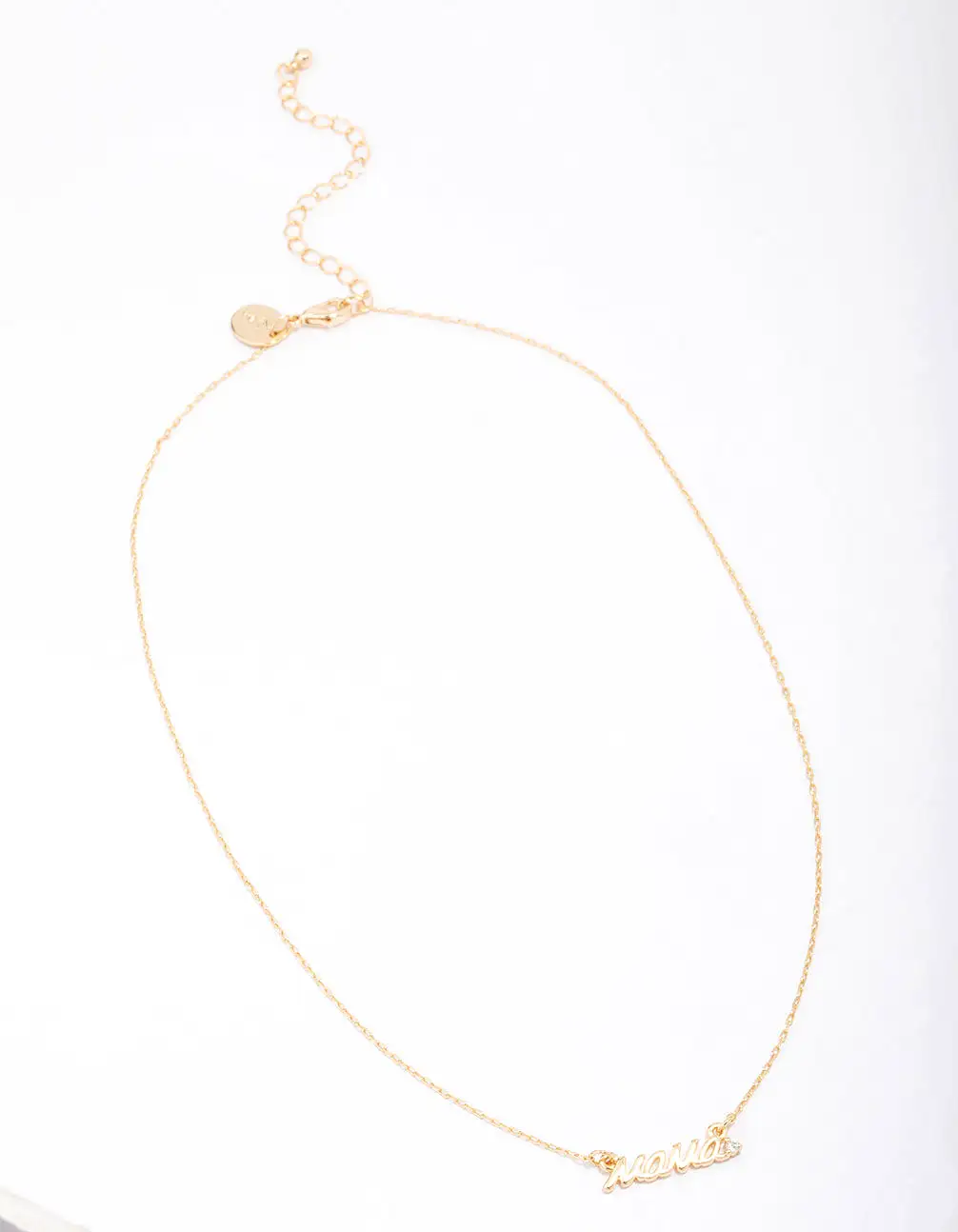 Gold Plated Mama Script Pendant Necklace