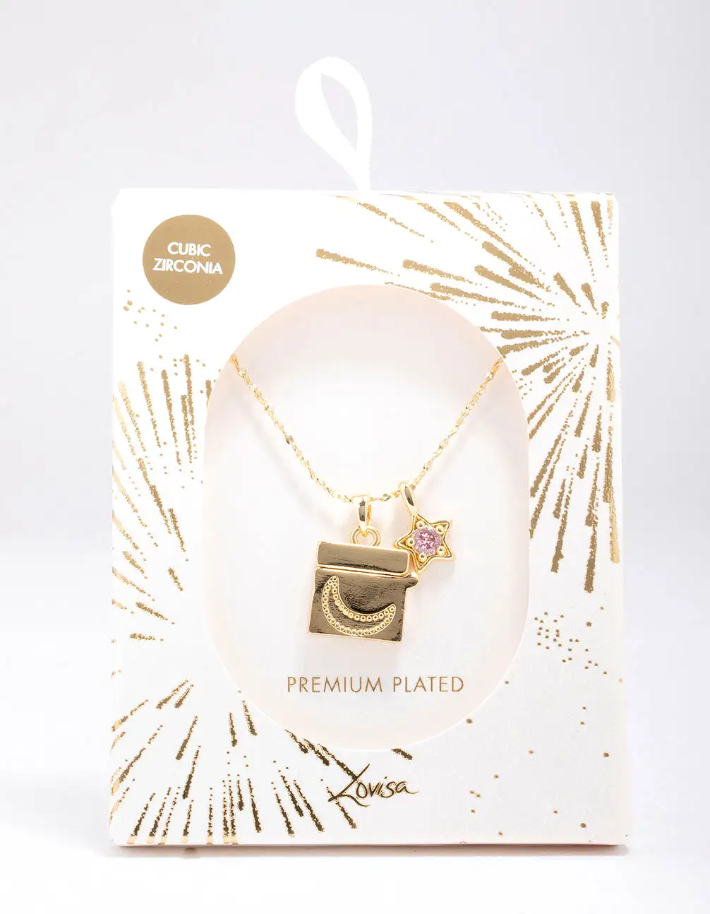 Gold Plated Moon Pendant Necklace