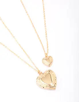 Gold Plated Ornate Heart Pendant Necklace Pack