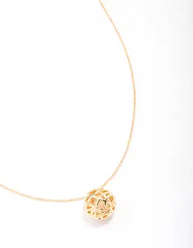 Gold Plated Sphere Pendant Necklace