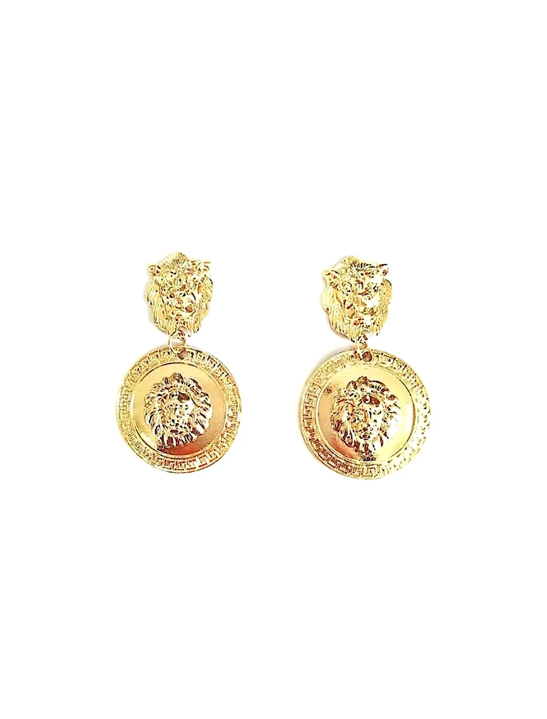 Golden Lion Dangling Earrings