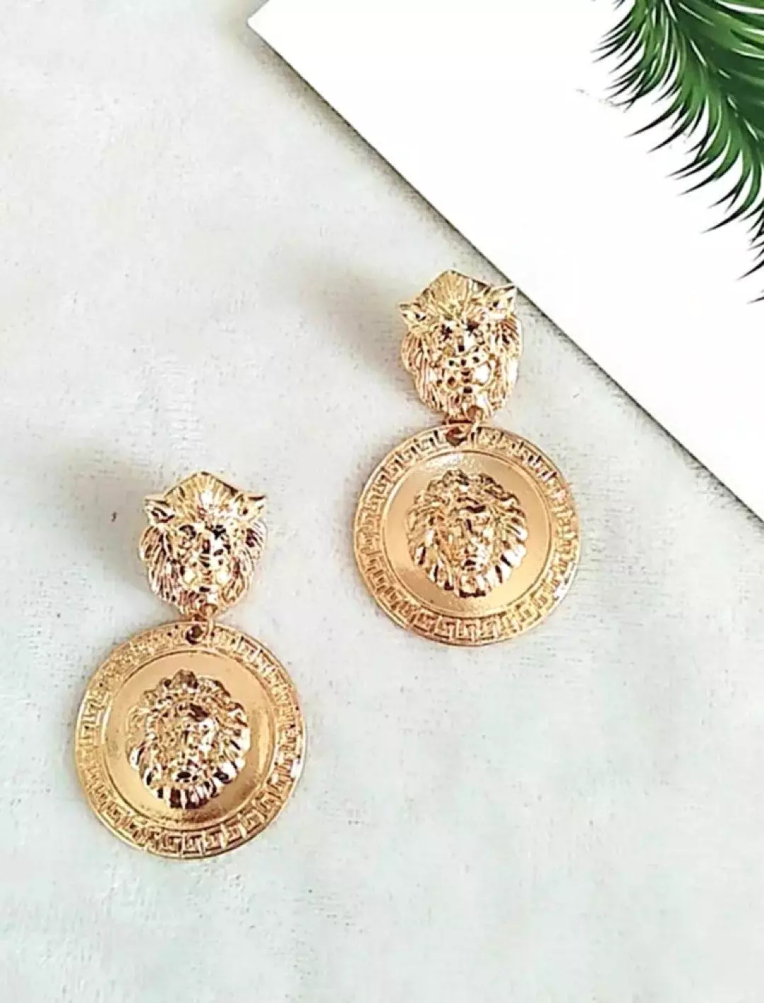 Golden Lion Dangling Earrings