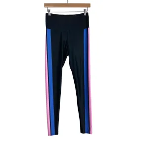 Goldsheep Black with Red/Pink/Blue Stripes Leggings- Size L (Inseam 29.5”, we have matching pullover and bra)