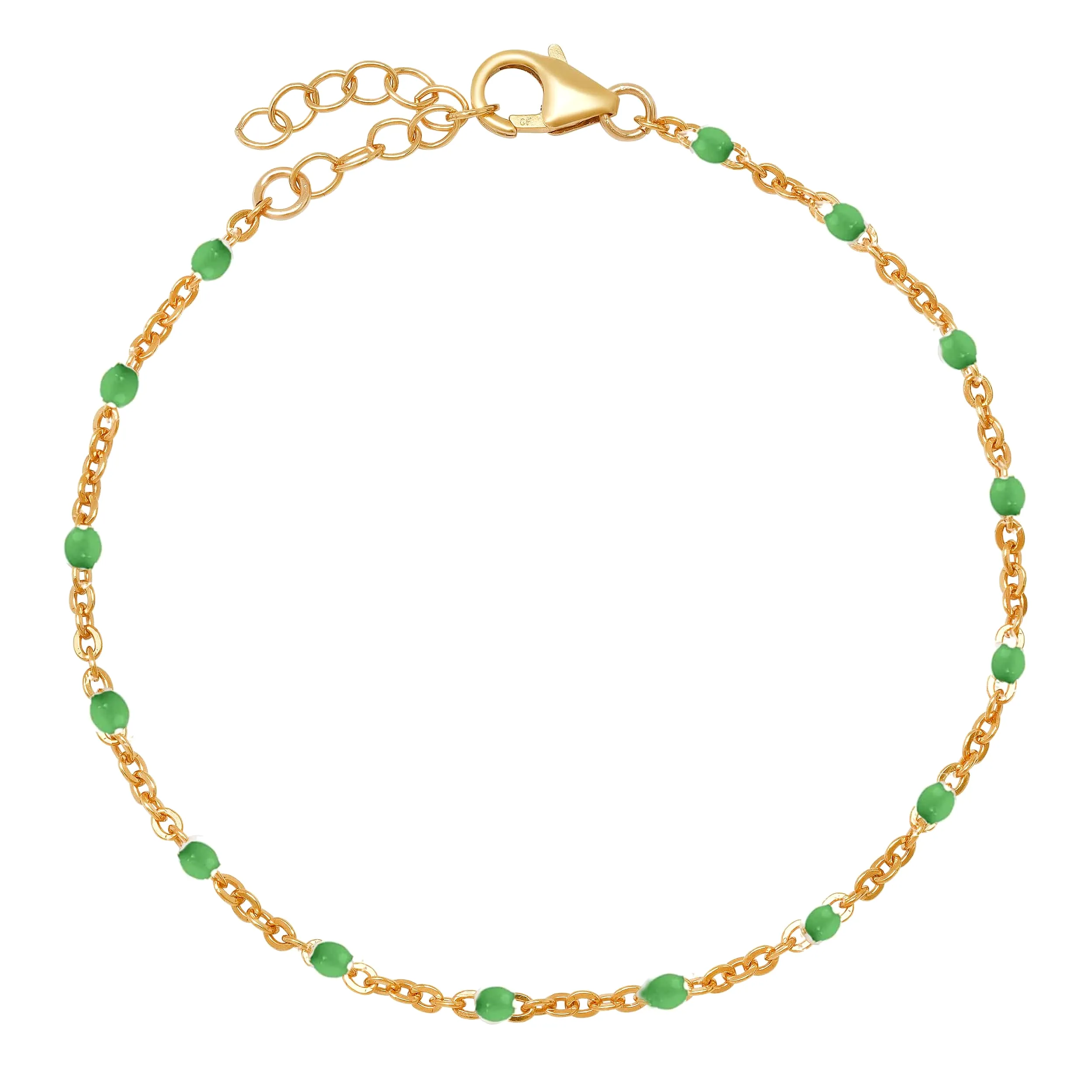 Green Enamel Beaded Bracelet