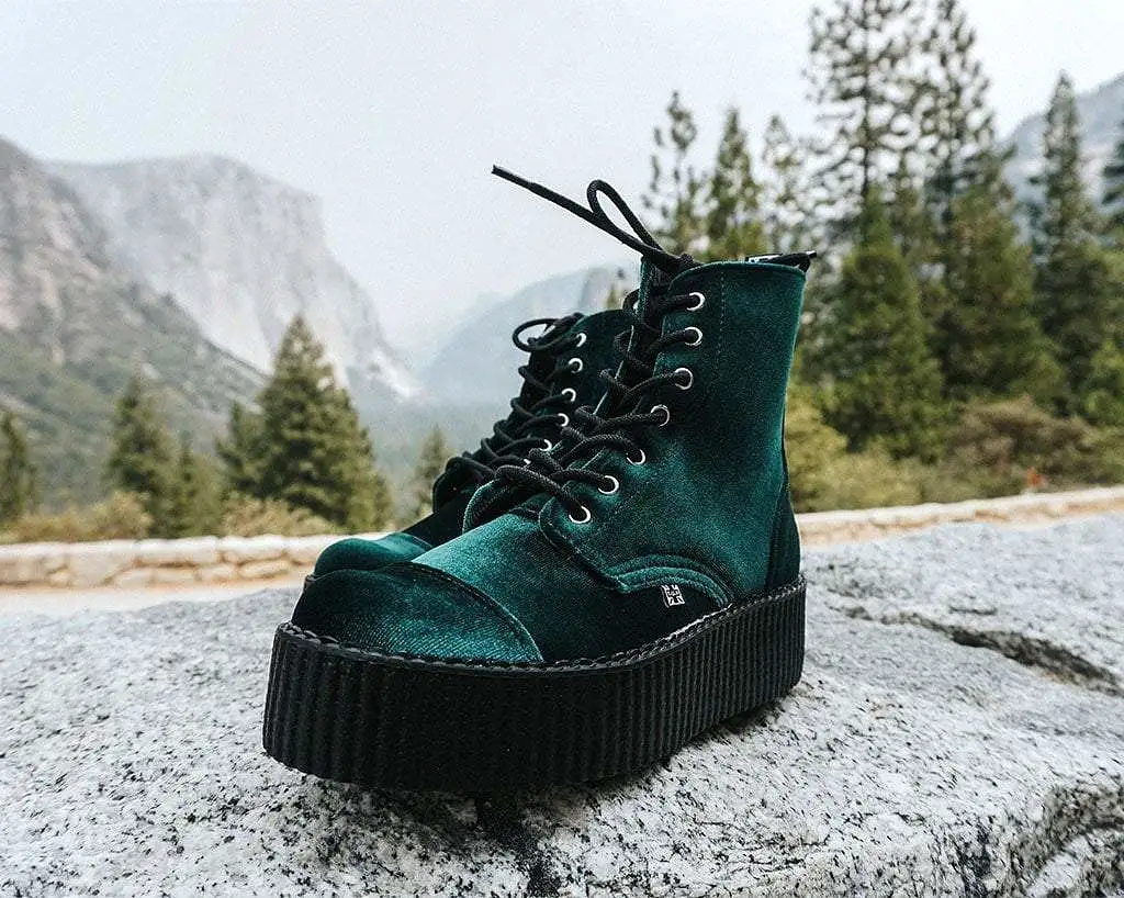 Green Velvet 7-Eye Viva Mondo Boot