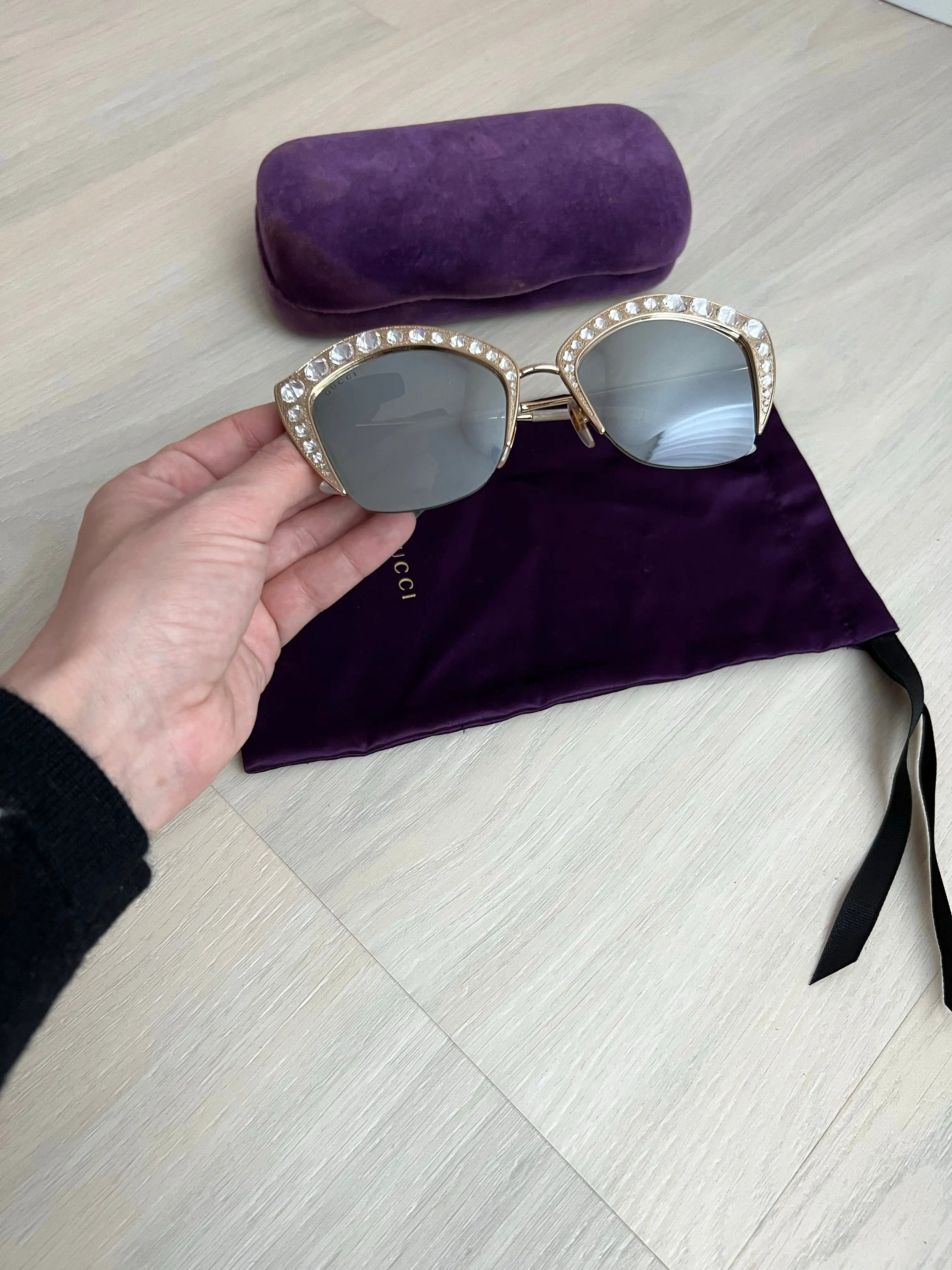 Gucci Cat Eye Swarvorski Crystal Sunglasses