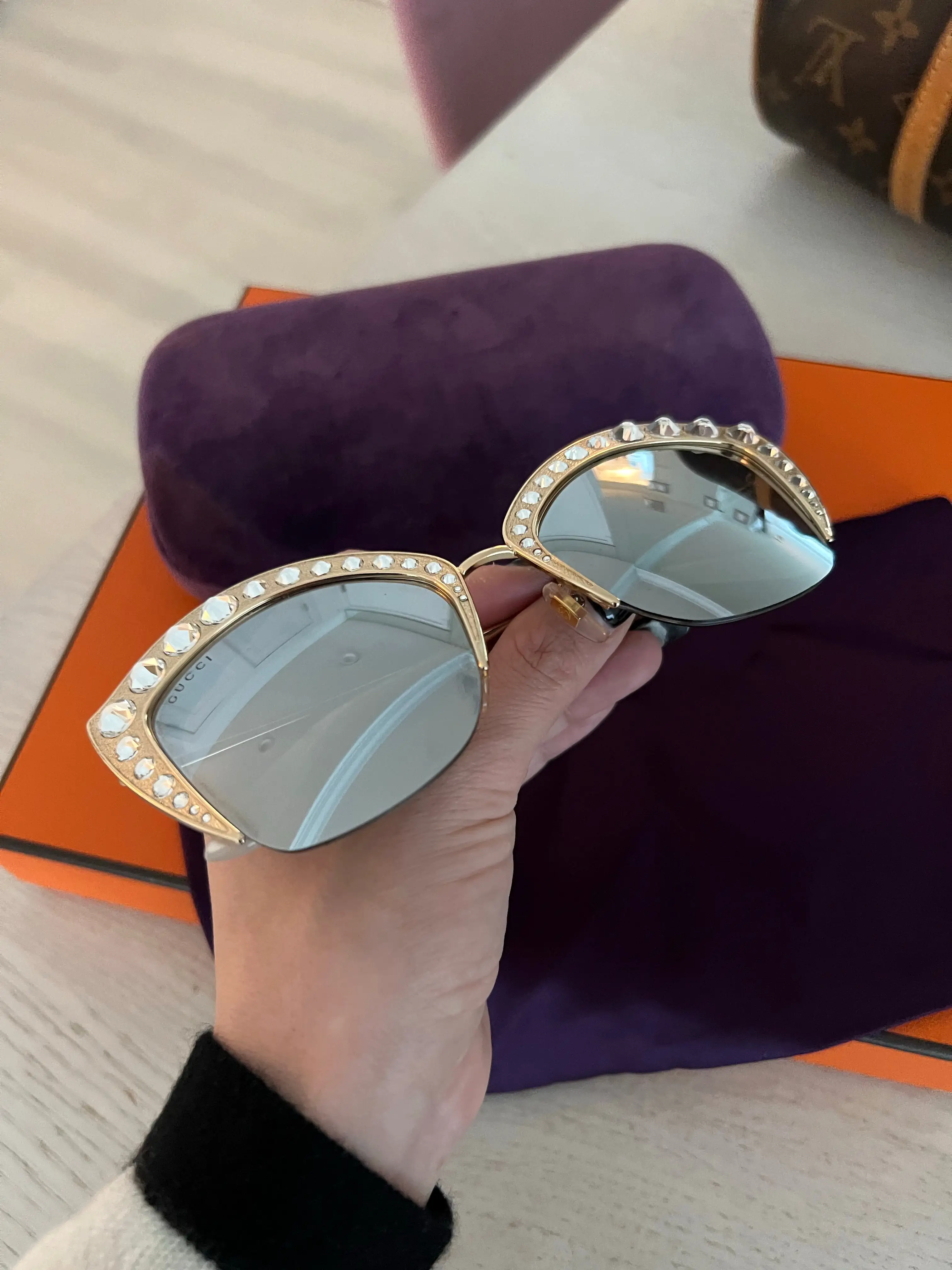 Gucci Cat Eye Swarvorski Crystal Sunglasses