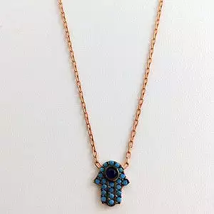 Hamsa Hand Turquoise Fine Chain Necklace