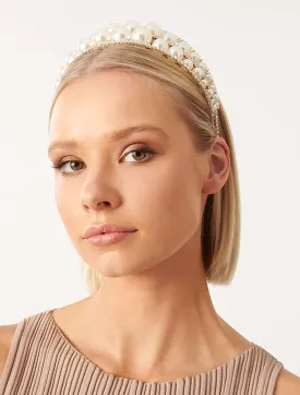 Harlow Double Pearl & Crystal Headband