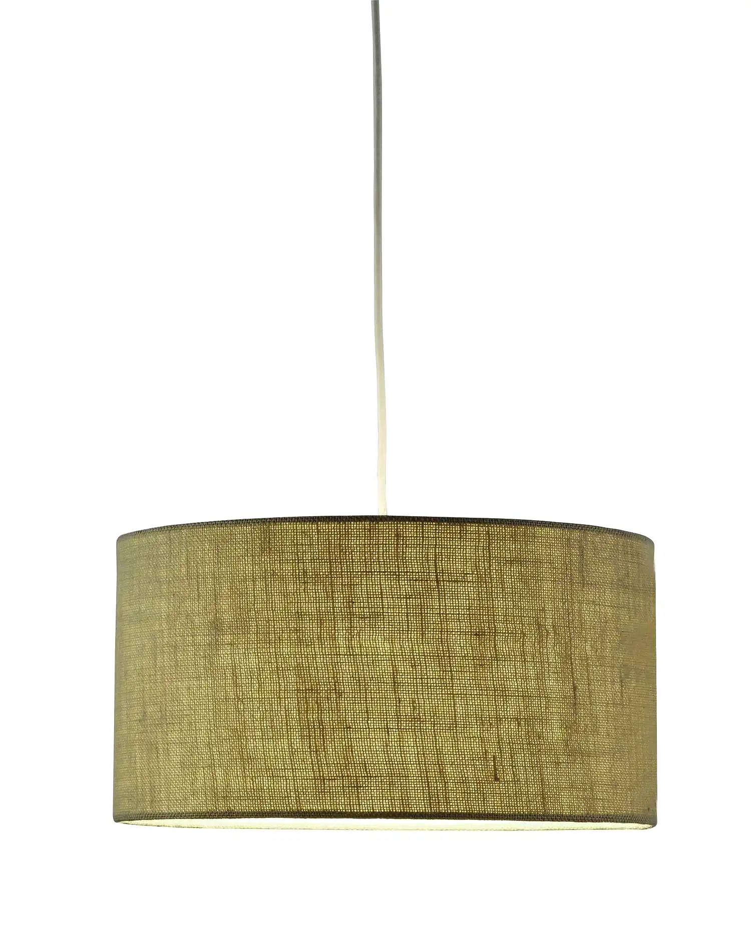 Heather Grey Fabric Shade Electric Drum Pendant