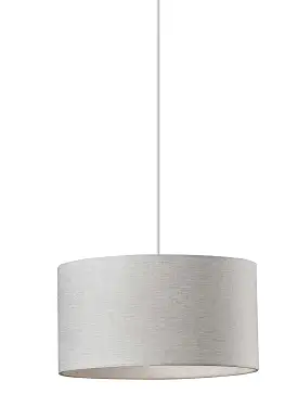 Heather Grey Fabric Shade Electric Drum Pendant