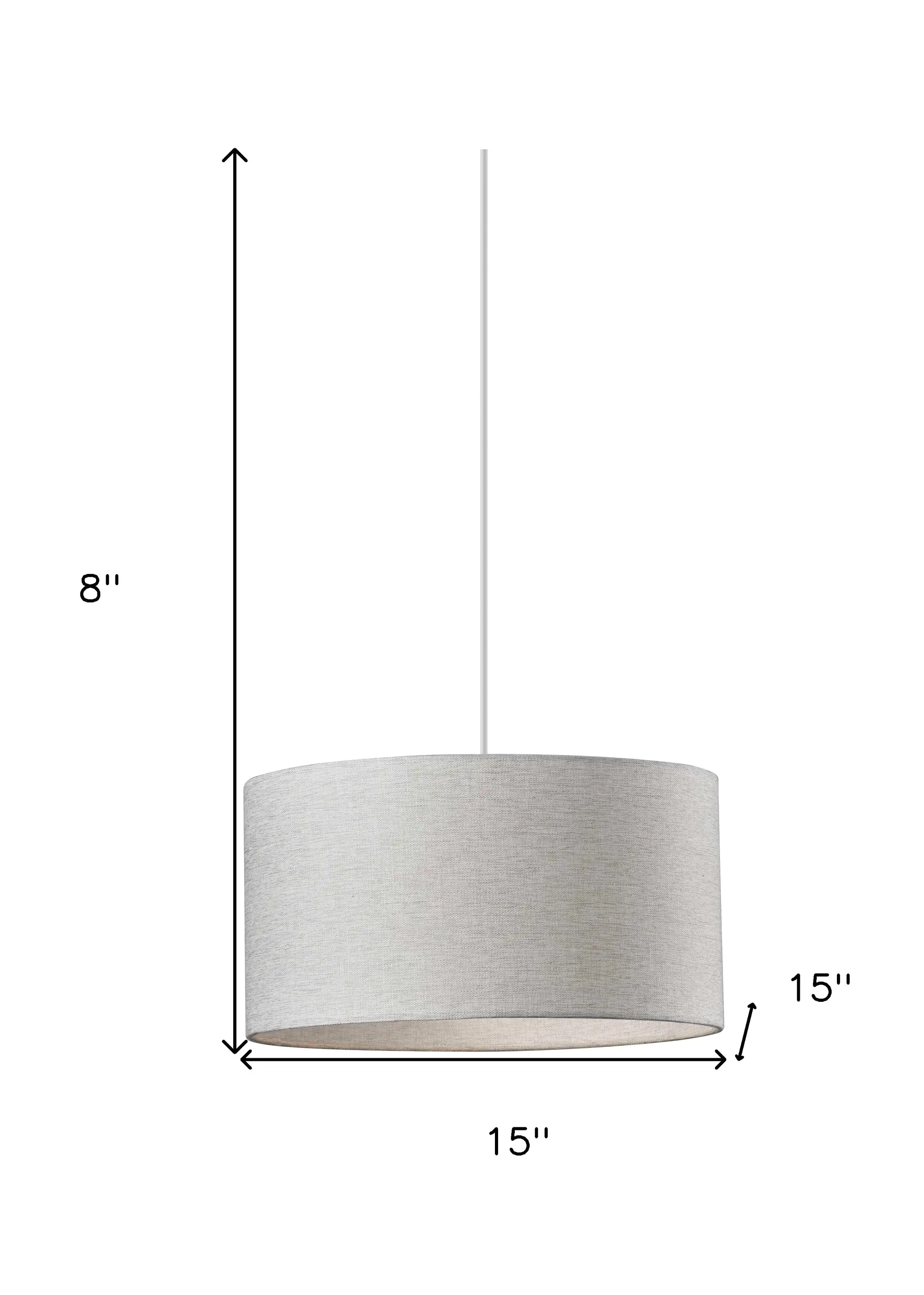 Heather Grey Fabric Shade Electric Drum Pendant