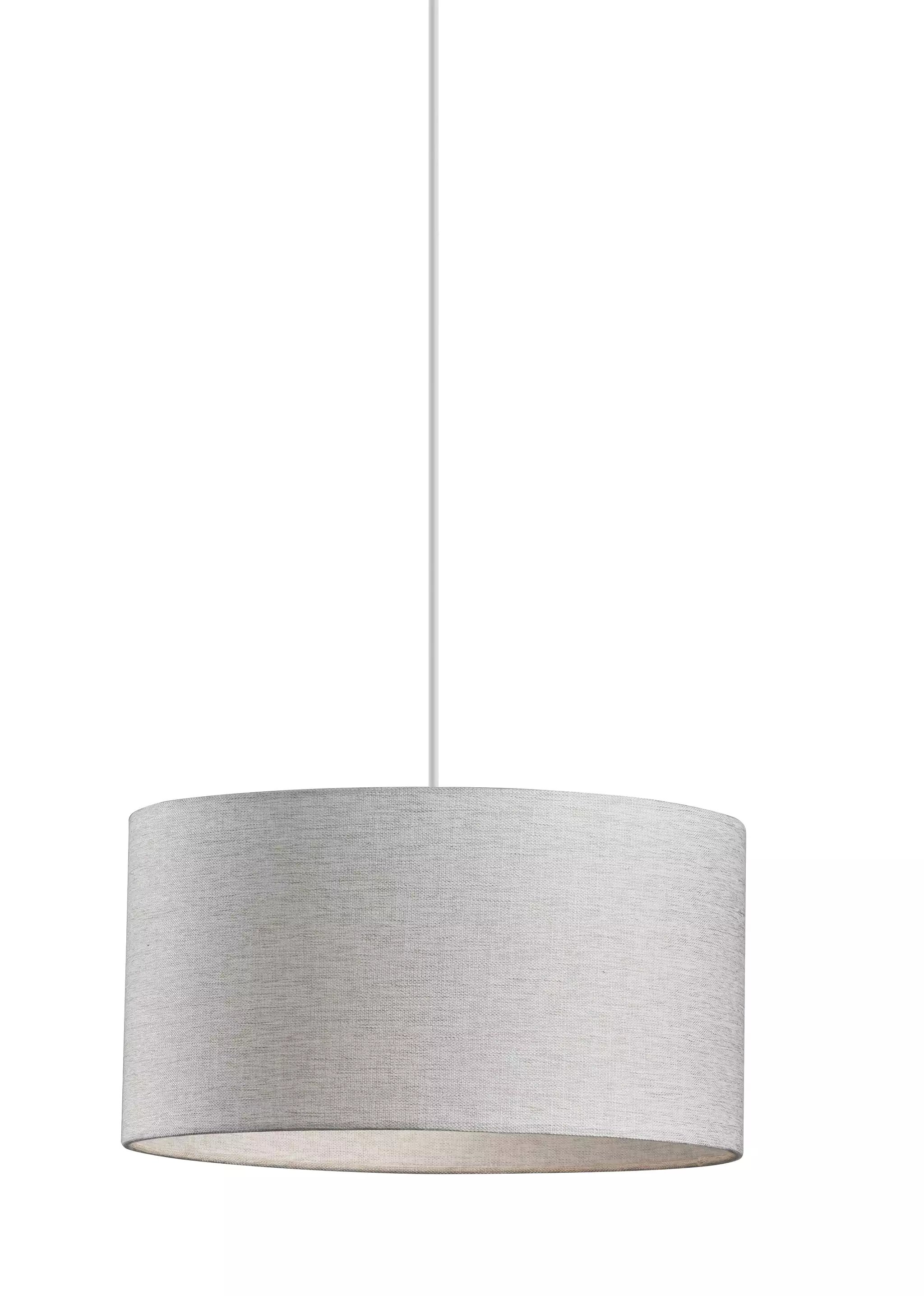 Heather Grey Fabric Shade Electric Drum Pendant