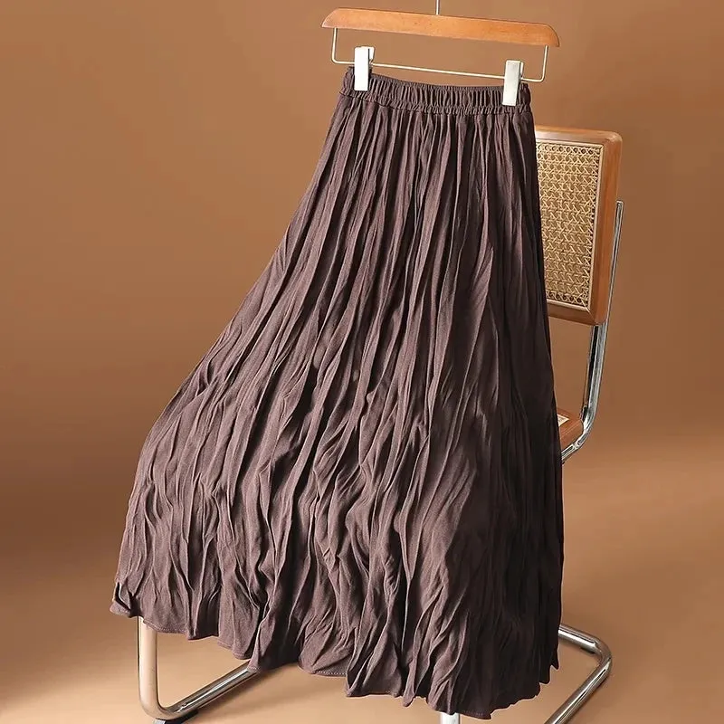 High Waist Pleated Elegant Women's Skirt Korean Fashion