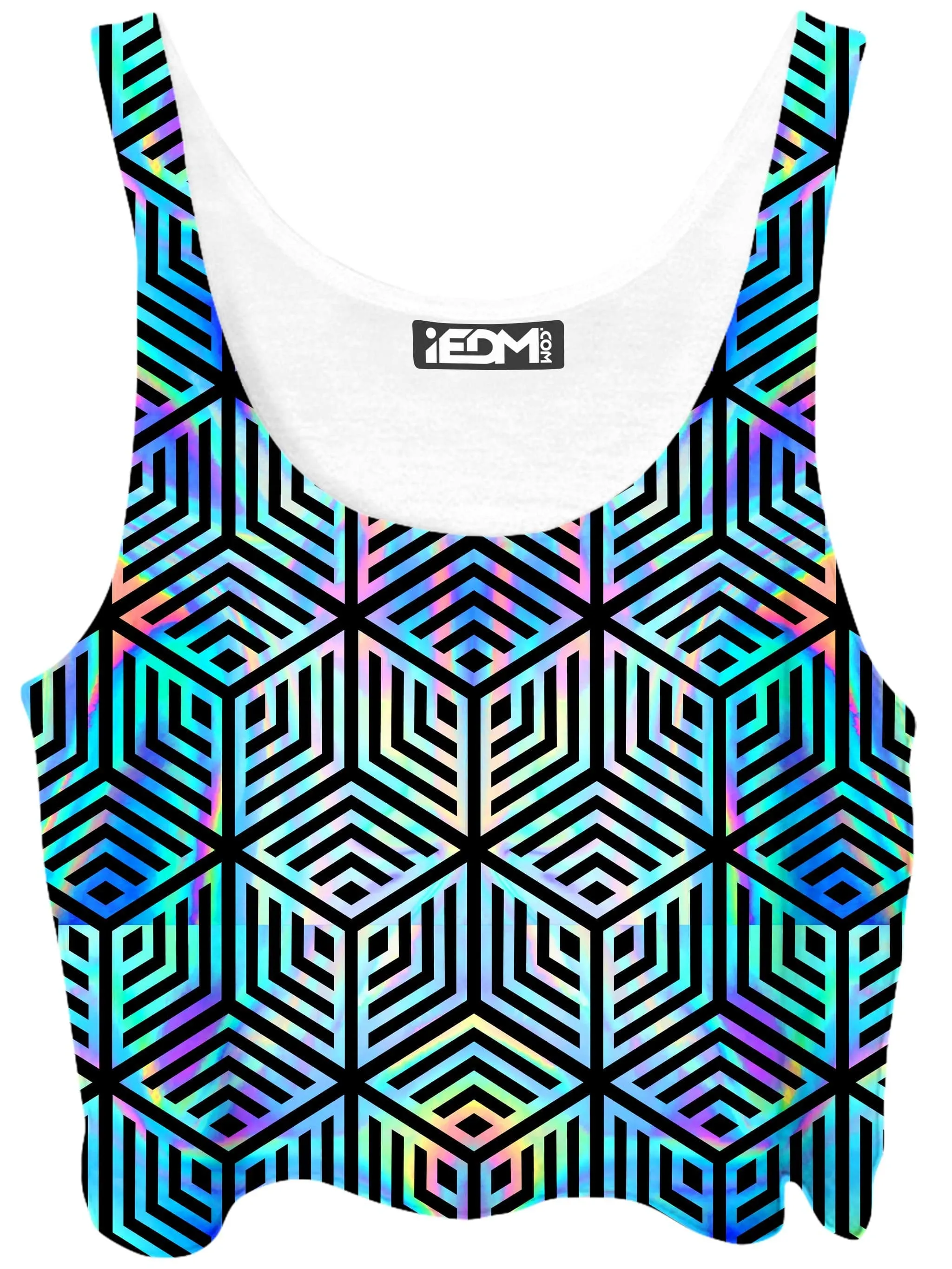 Holographic Hexagon Crop Top and Leggings with PM 2.5 Face Mask Combo