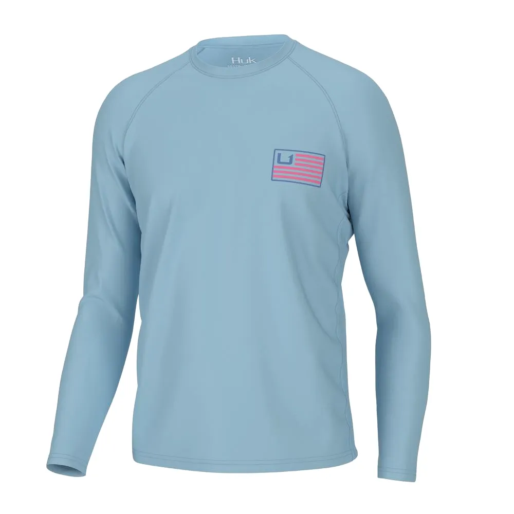 'Huk' Men's Huk and Bars Pursuit Crew Neck - Crystal Blue