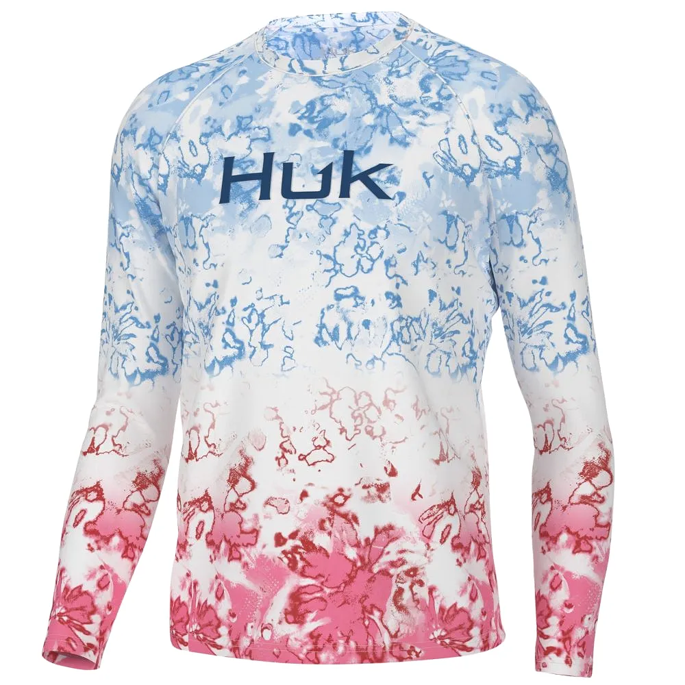 'Huk' Men's Huk Fin America Fade Pursuit Crew Neck - Crystal Blue