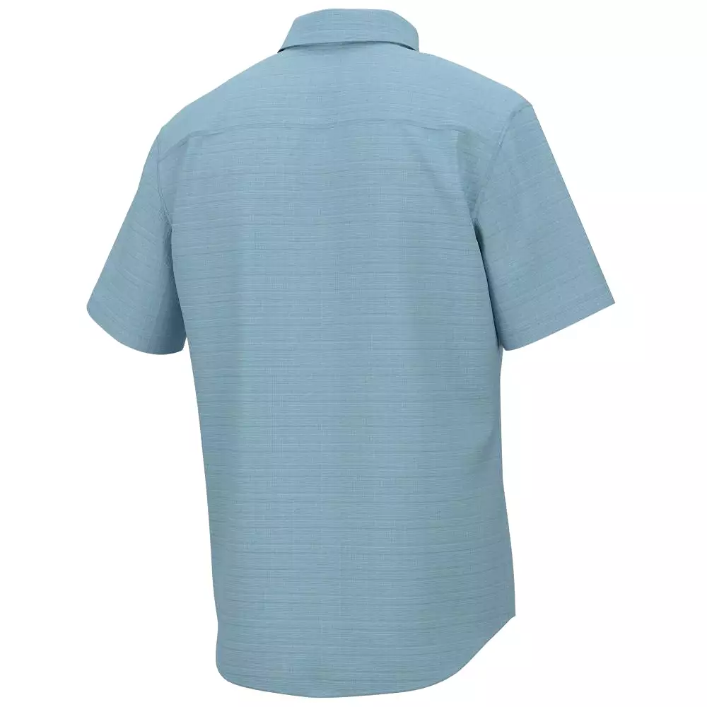 'Huk' Men's Kona Cross Dye Button Down - Crystal Blue