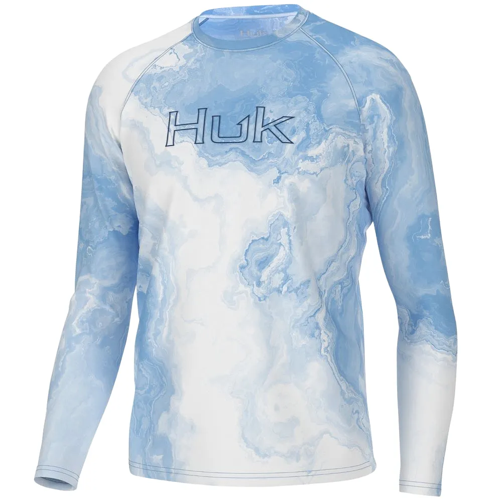 'Huk' Men's Pursuit Brackish Rock Crew Neck - Azure Blue