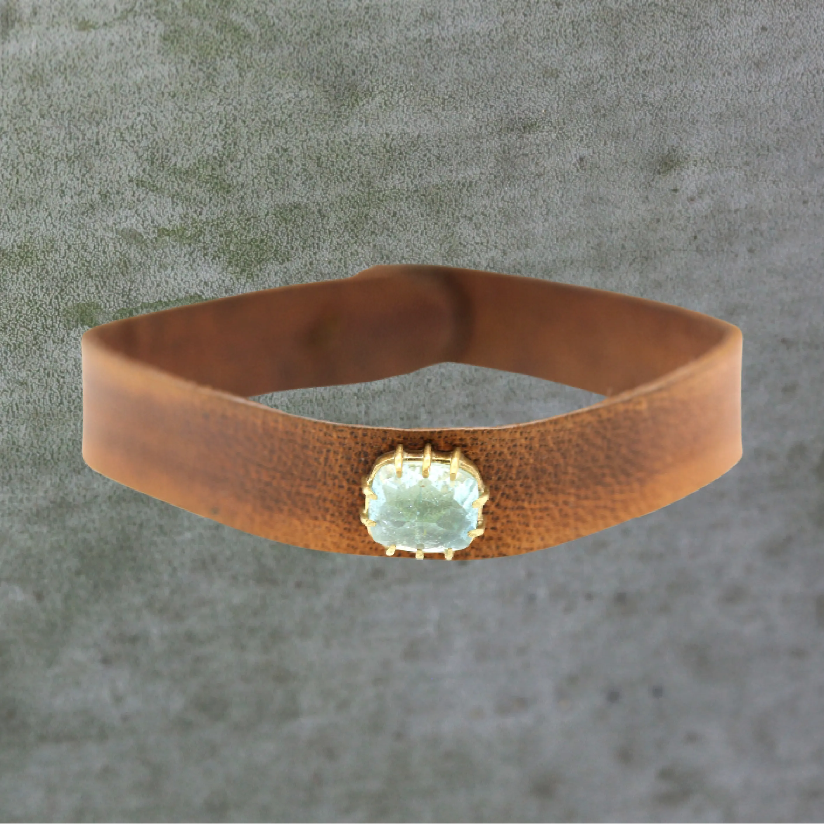 Icy Aquamarine Leather Bracelet