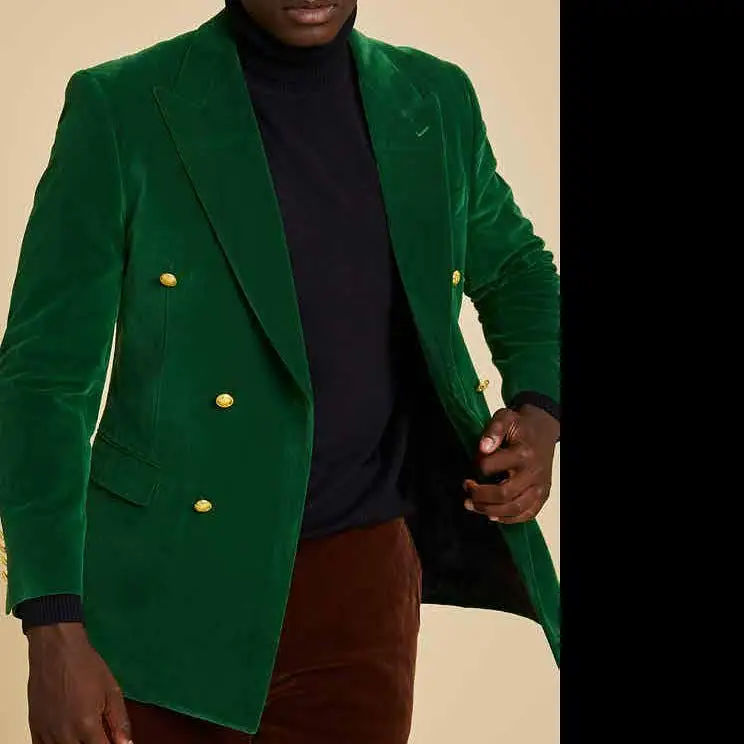 Inserch Double Breasted Velvet Peak Lapel Blazer BL502-201 Green Sapphire (FINAL SALE) (SIZE M, 2XL, 3XL ONLY)