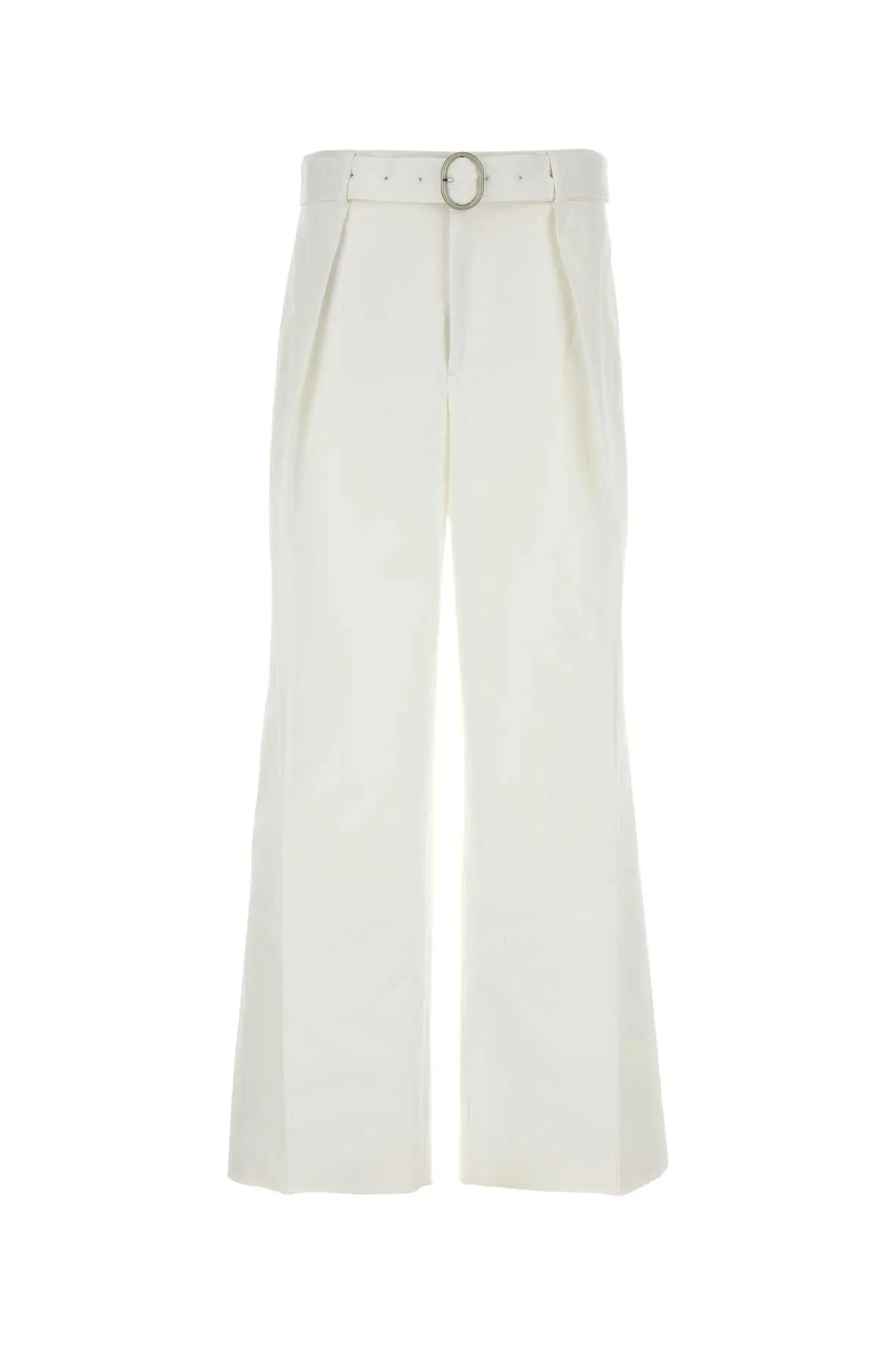 Jil Sander White Cotton Wide Leg Pant