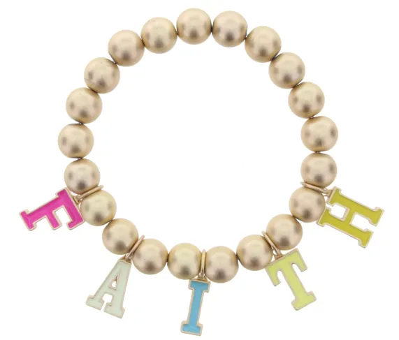 JM Kids Gold Multicolored Say It Bracelet