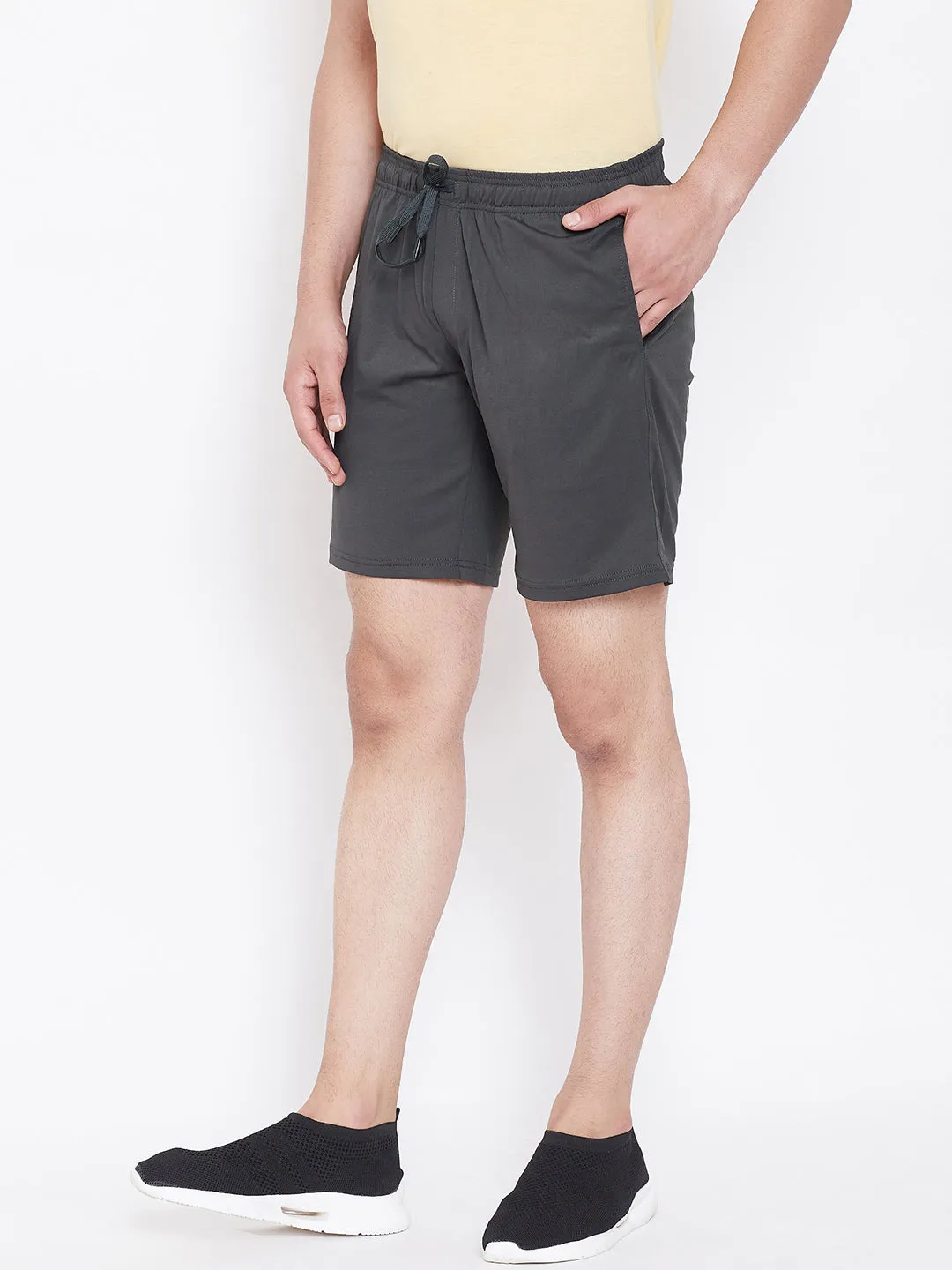 JUMP USA Men Solid Charcoal Active Wear Shorts