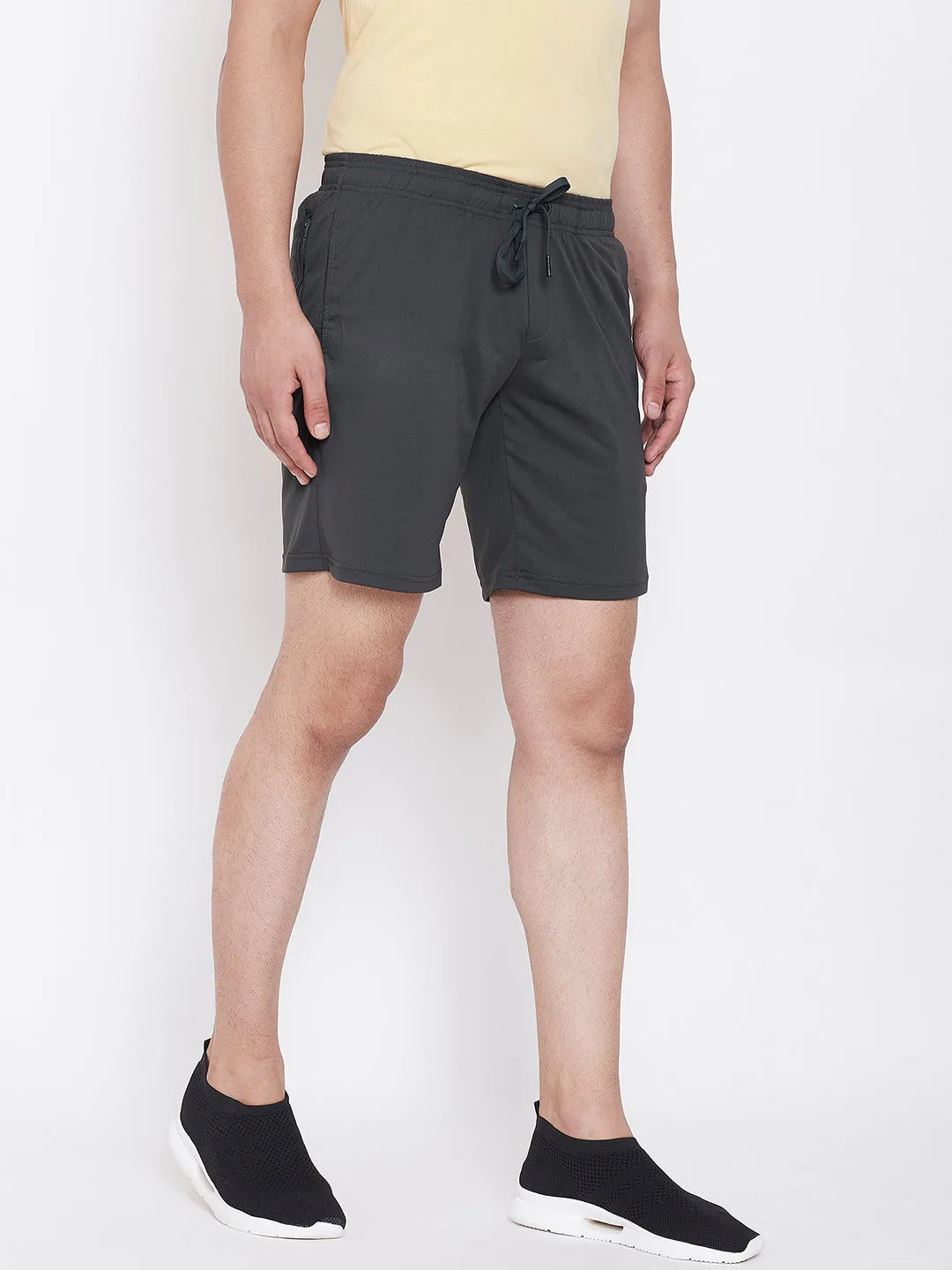 JUMP USA Men Solid Charcoal Active Wear Shorts