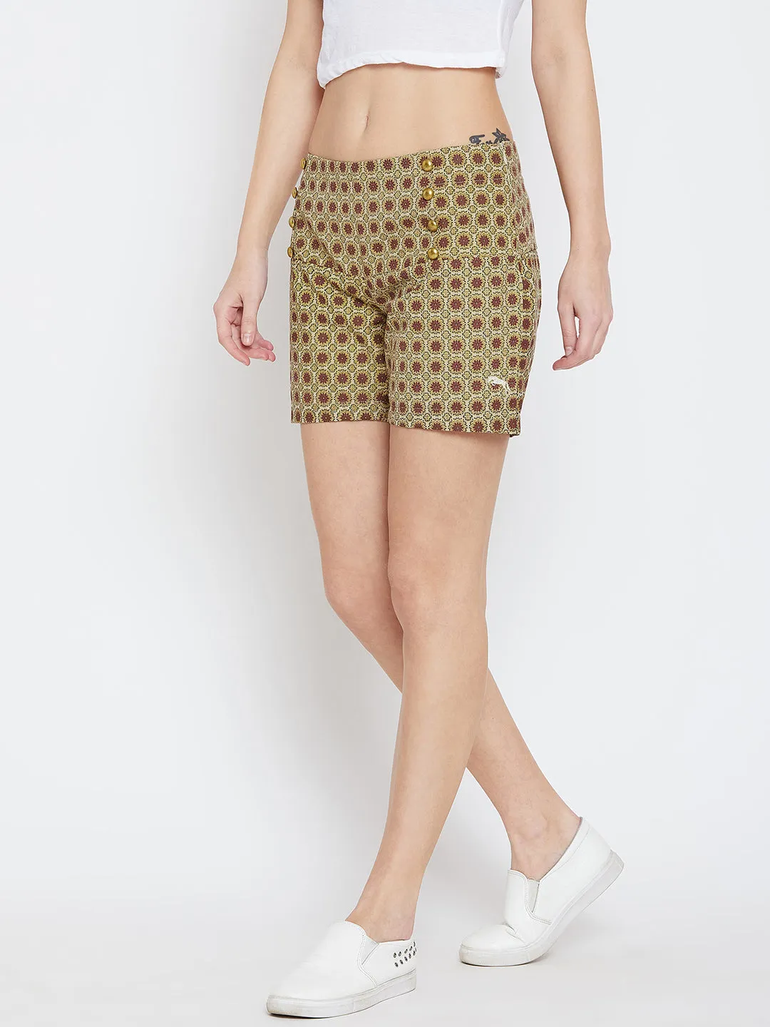 JUMP USA Women Beige & Red Printed Shorts