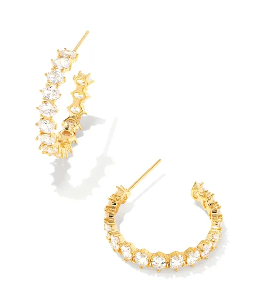 Kendra Scott Cailin Crystal Hoop Earrings - Gold OR Silver