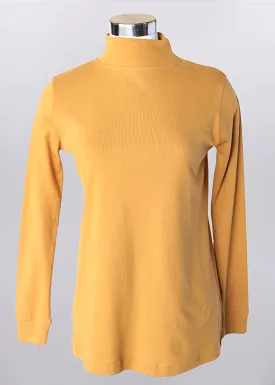 'Keren Hart' Women's Mock Neck Knit Top - Mustard