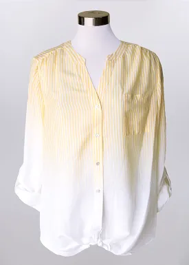 'Keren Hart' Women's Oversize Ombre Button Down - Lemon