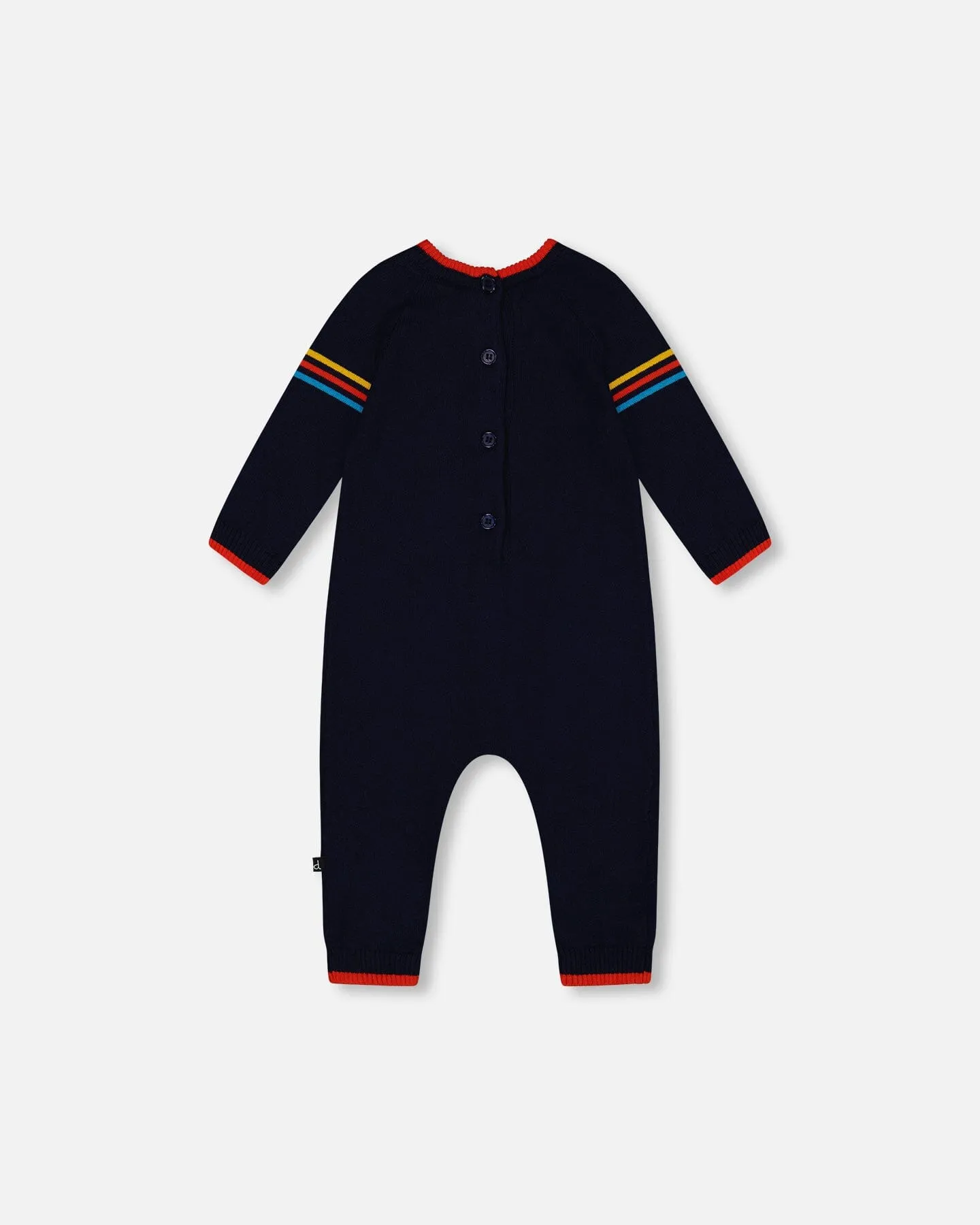 Knitted Jumpsuit With Karting Jacquard Navy