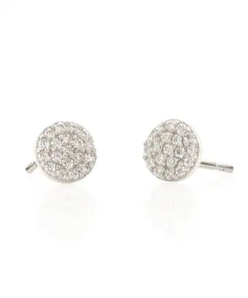 Kris Nations Round Crystal Stud Earrings - Silver