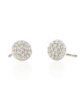 Kris Nations Round Crystal Stud Earrings - Silver