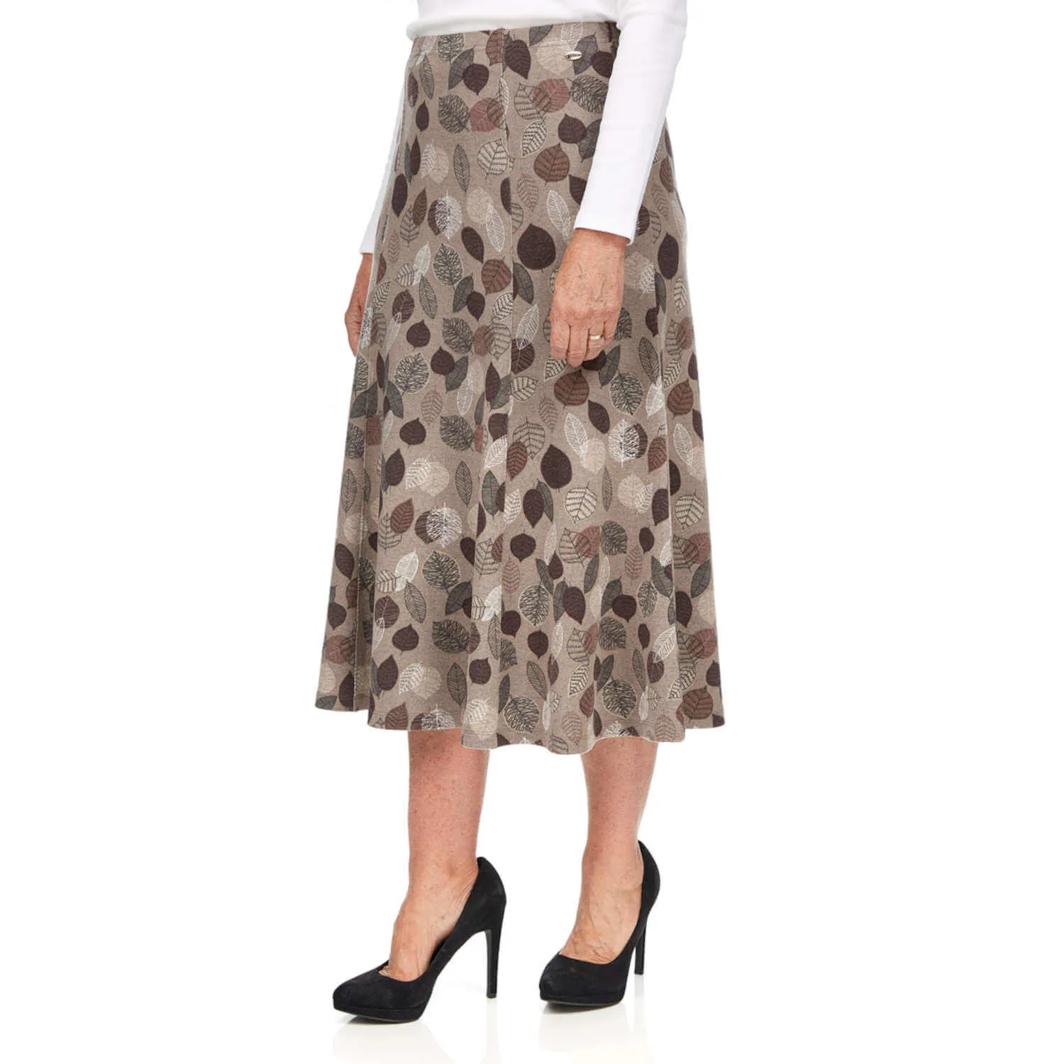 Leaf Print Skirt - Taupe