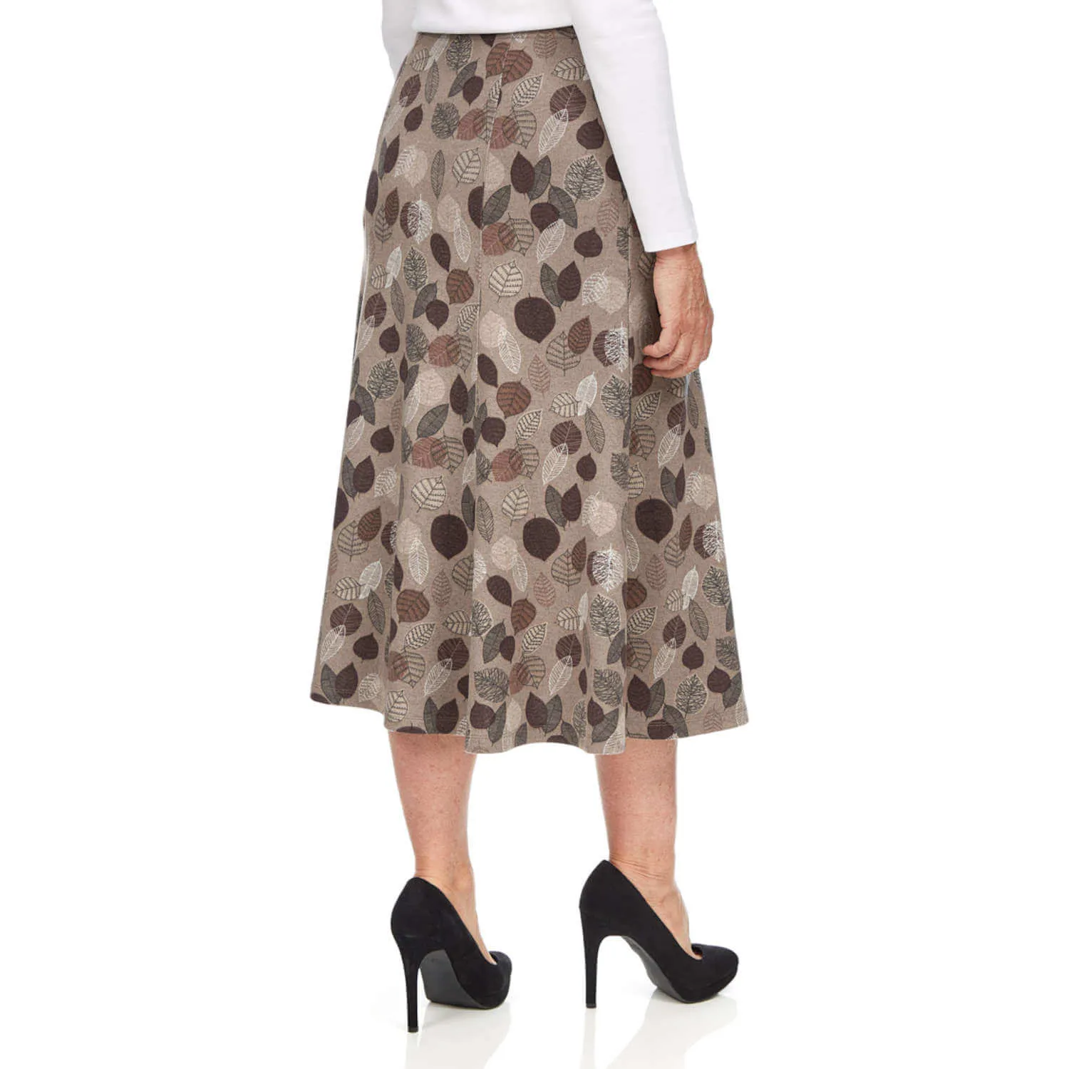 Leaf Print Skirt - Taupe