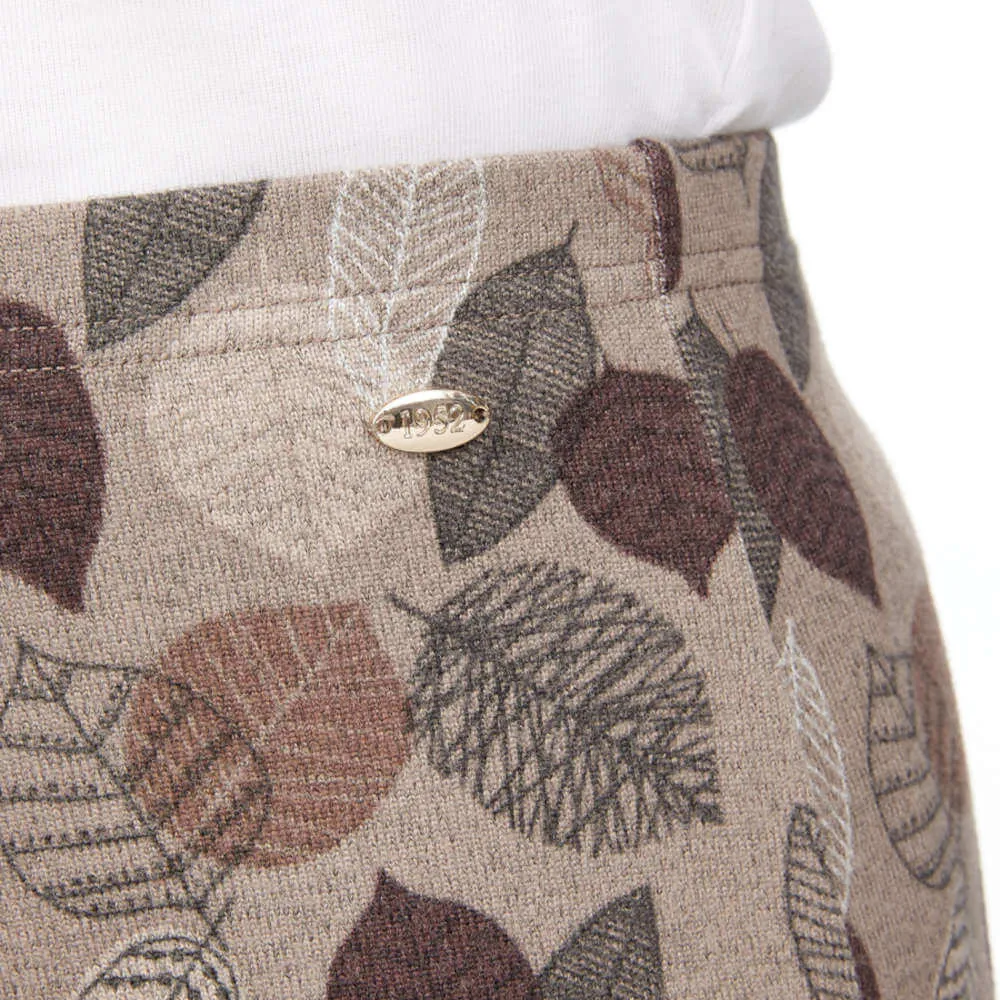 Leaf Print Skirt - Taupe