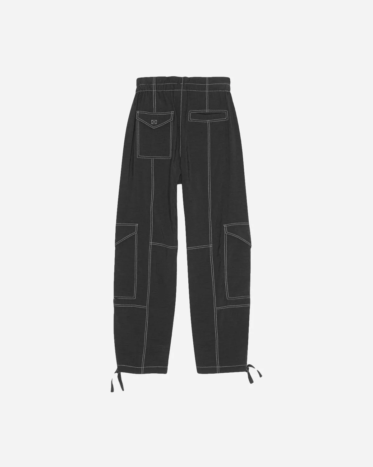 Light Slub High Waist Pocket Pants - Black