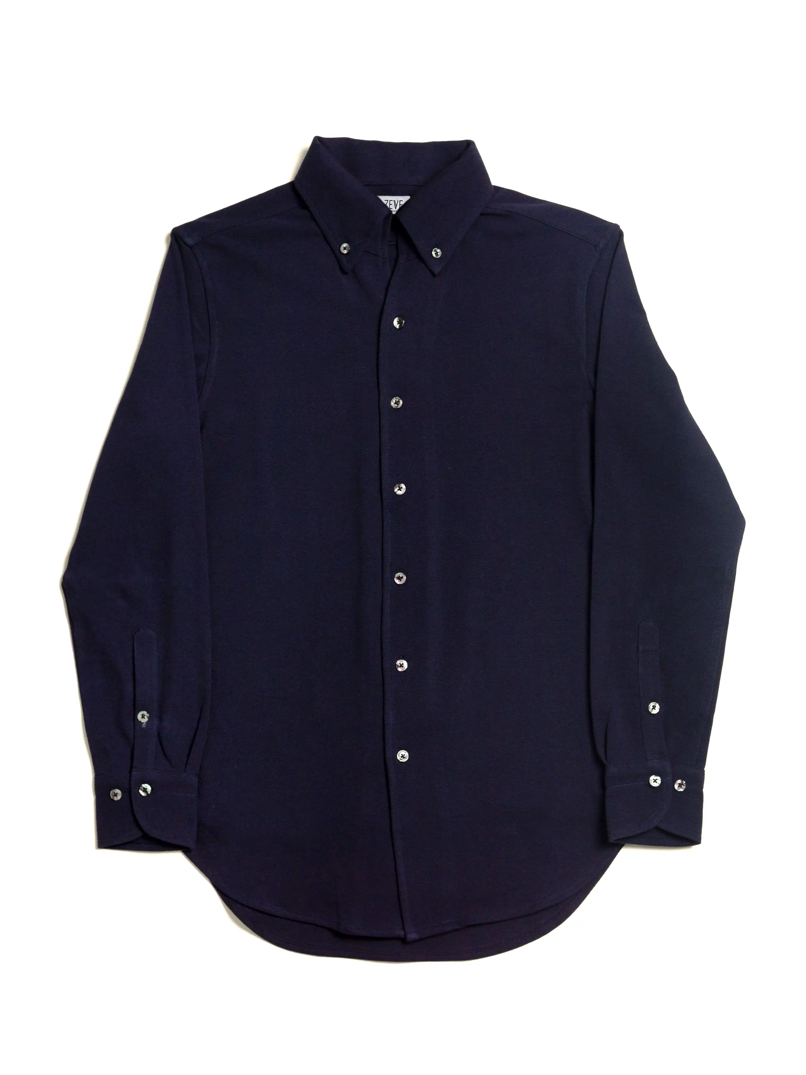 Long Sleeve Polo Shirt -  Navy Blue Button Down