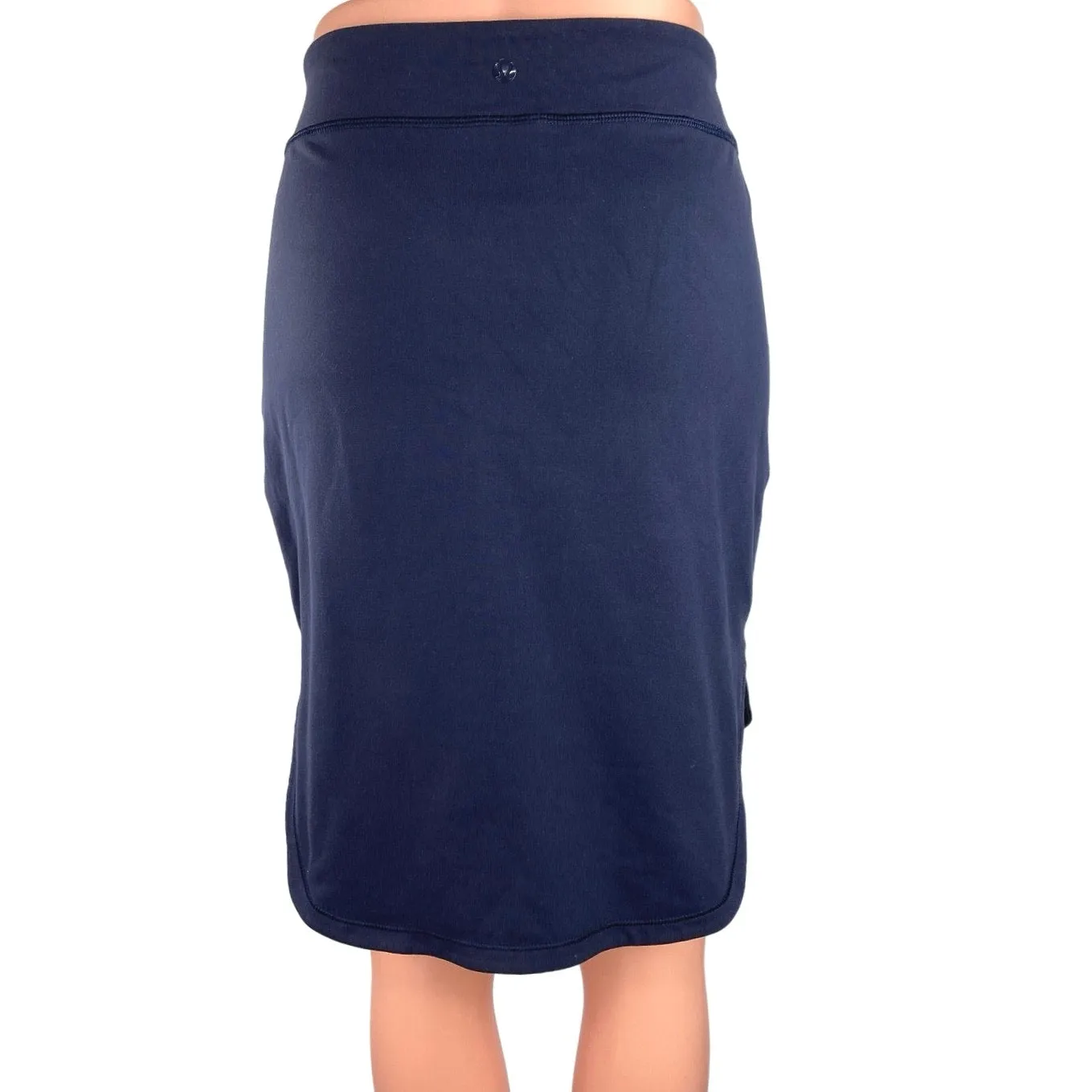 Lululemon Athletica City Skirt Blue Stretch Side Slits Slim Fit Curved Hem Sz 8