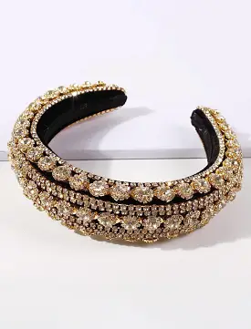 Lux Crystal Padded Hairband in Gold