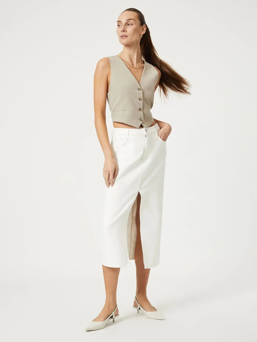 Marin Skirt - Off White Denim