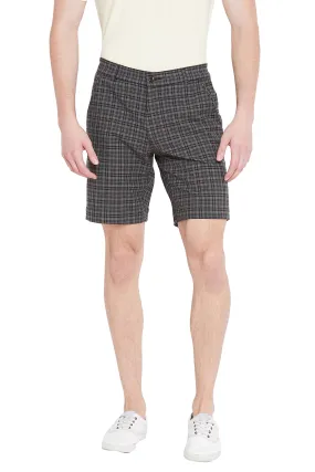 Men Grey Checked Casual Shorts