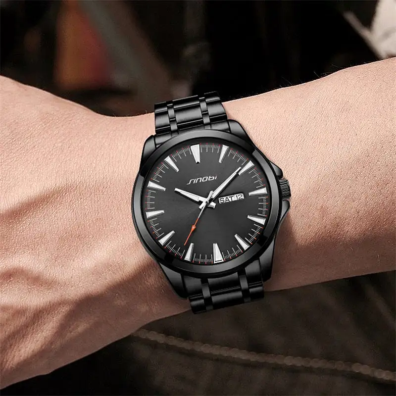 Men Watch Day & Date Display - Black